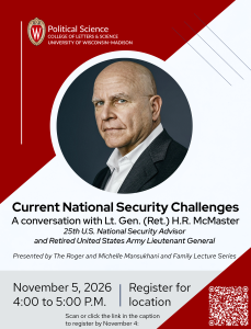 Poster featuring a headshot of H.R. McMaster and details for his talk.